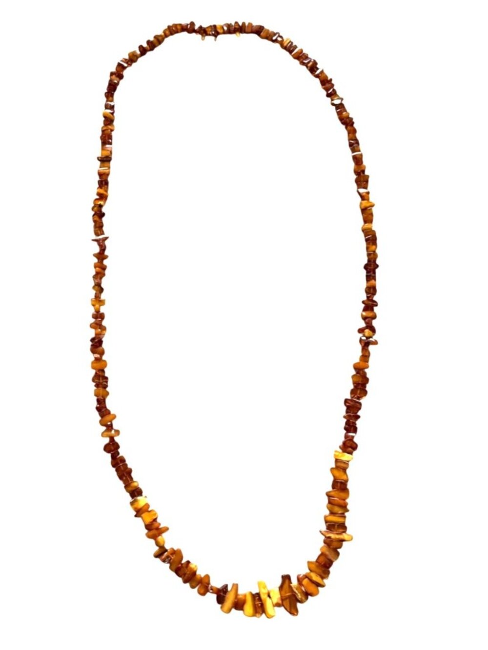 Natural Amber Bead Necklace Multi-Tone Stones Organic Shapes 60 inches
